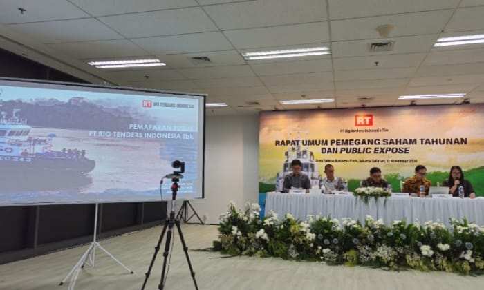 PT Rig Tender Indonesia (RIGS) melakukan public expose menyampaikan laporan keuangan 30 Juni 2024. (Dok. Sapulangit Media Center)